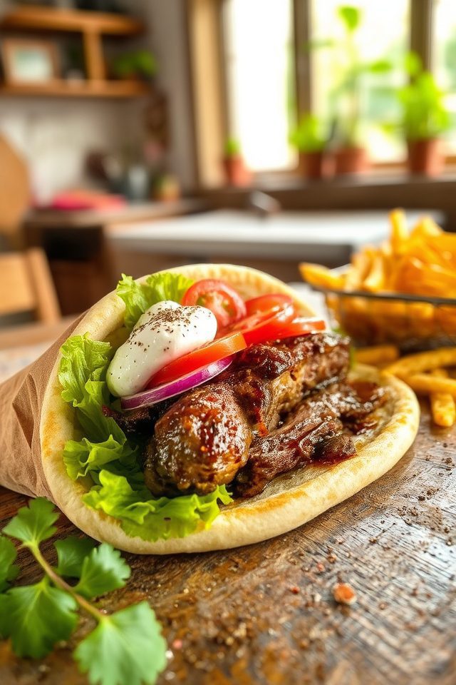 crispy meat in pita