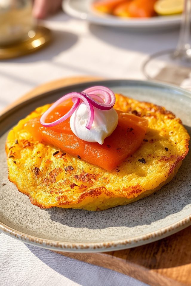 crispy potato smoked salmon