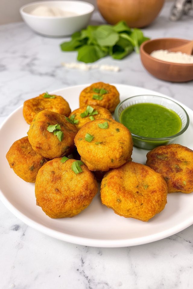 crispy suji spinach bites