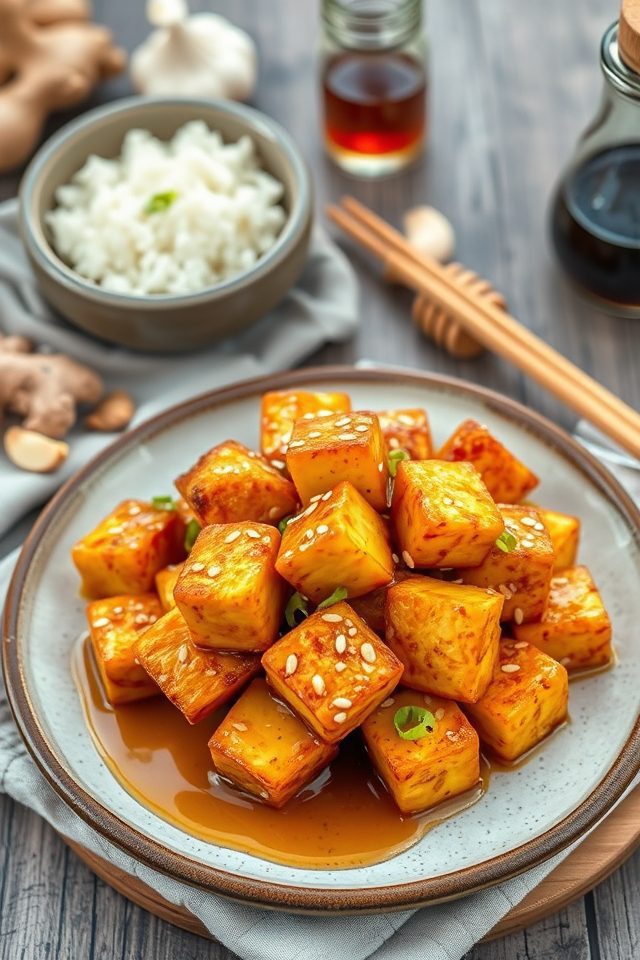 crispy sweet garlic tofu