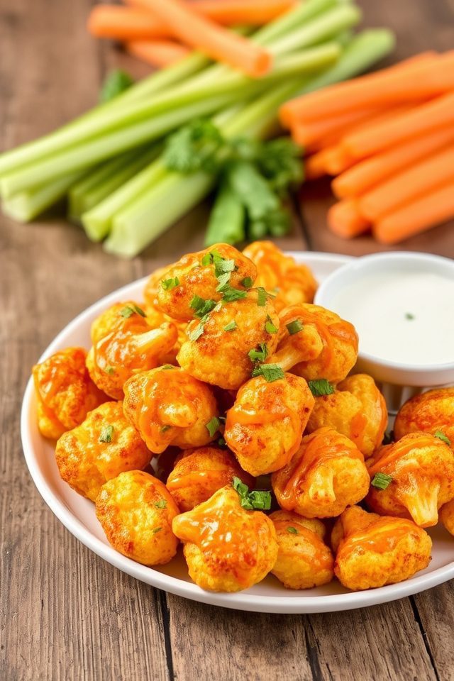 crispy vegan buffalo cauliflower
