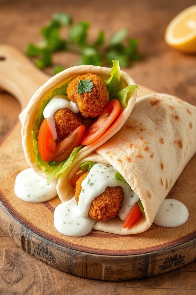 crunchy falafel pita wrap