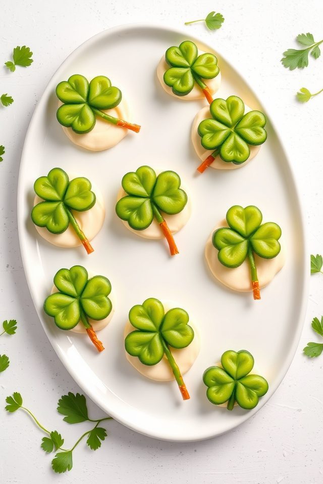 cucumber cheese shamrock appetizers