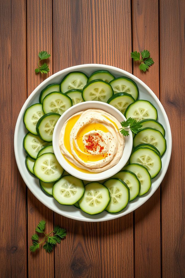 cucumber hummus snack option