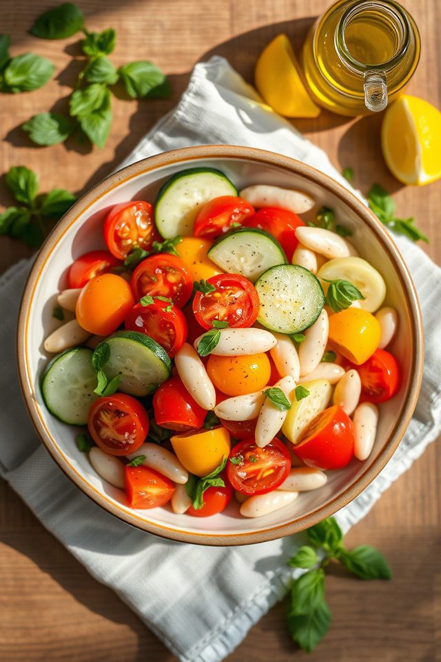 cucumber tomato white bean
