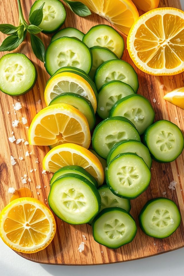 cucumbers lemon sea salt