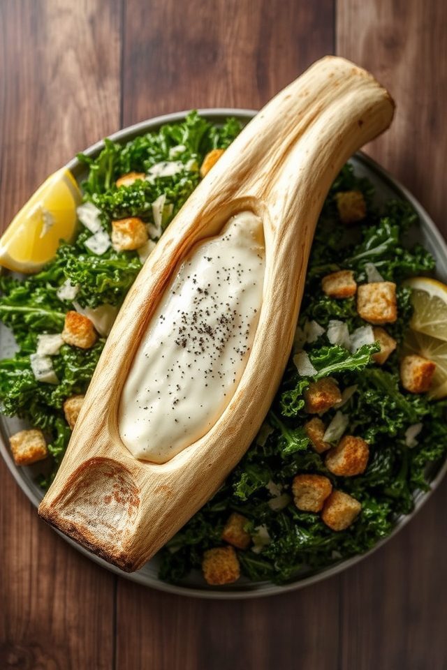 decadent caesar kale salad