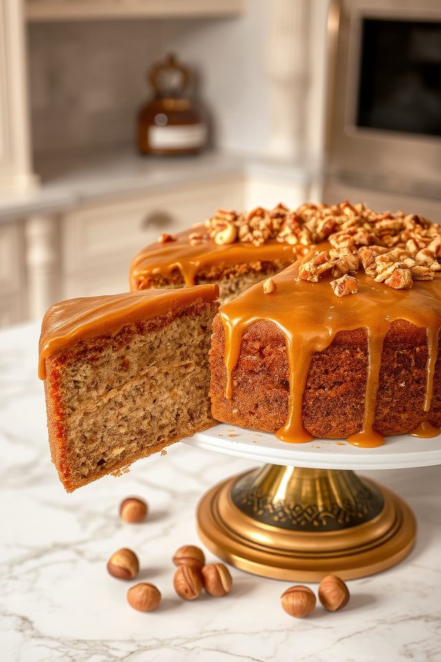 decadent hazelnut praline cake