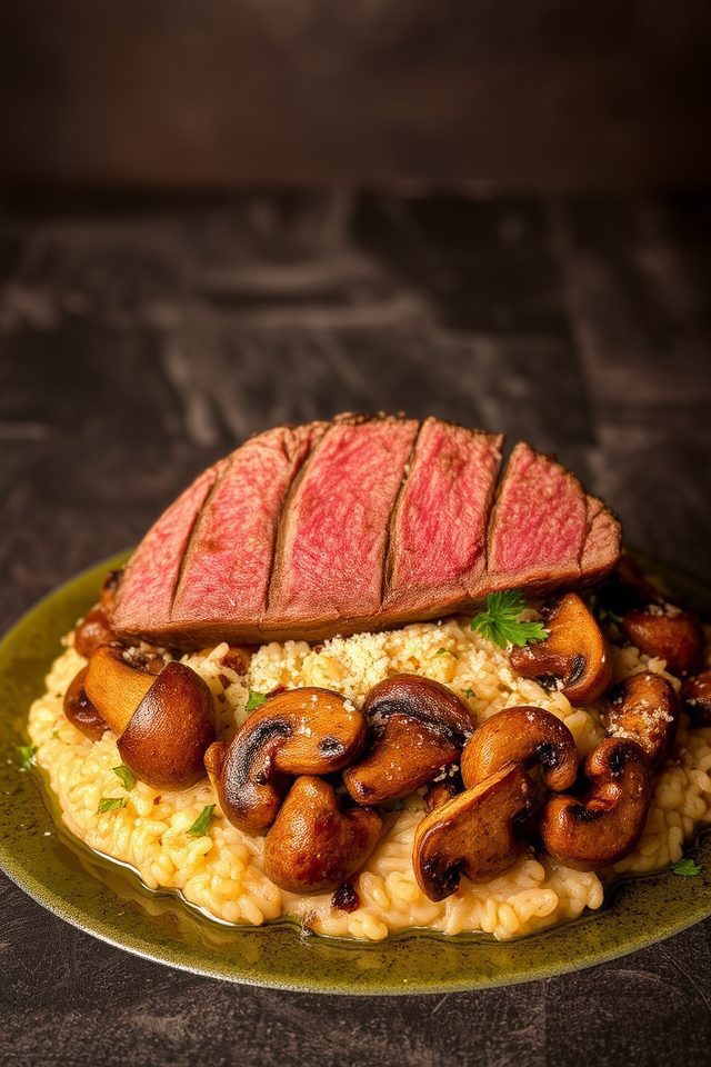 decadent steak mushroom risotto