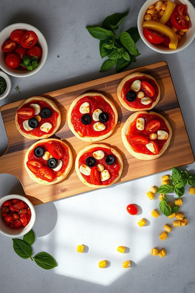 decorate personalized mini pizzas