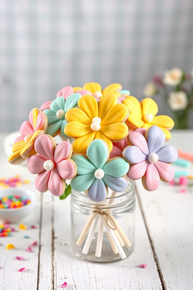 decorative flower cookie pops