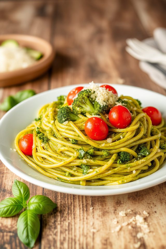 delicious healthy green pasta