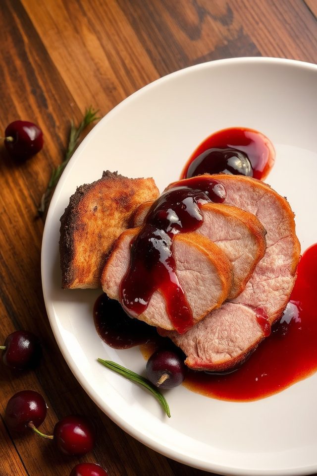 duck breast with cherries