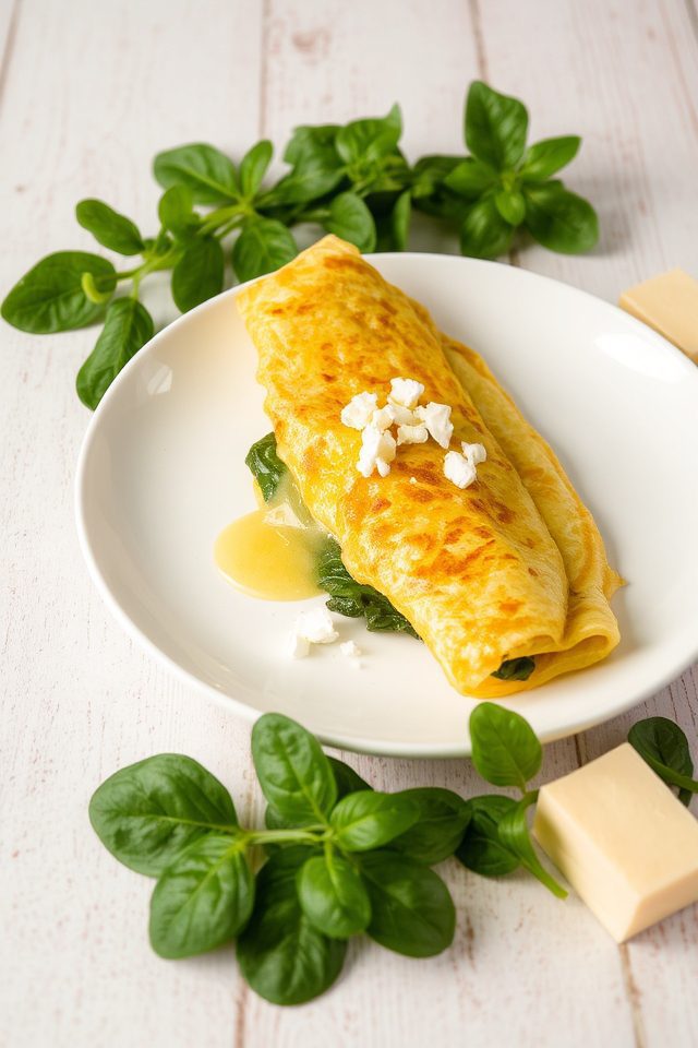 easy spinach feta omelet