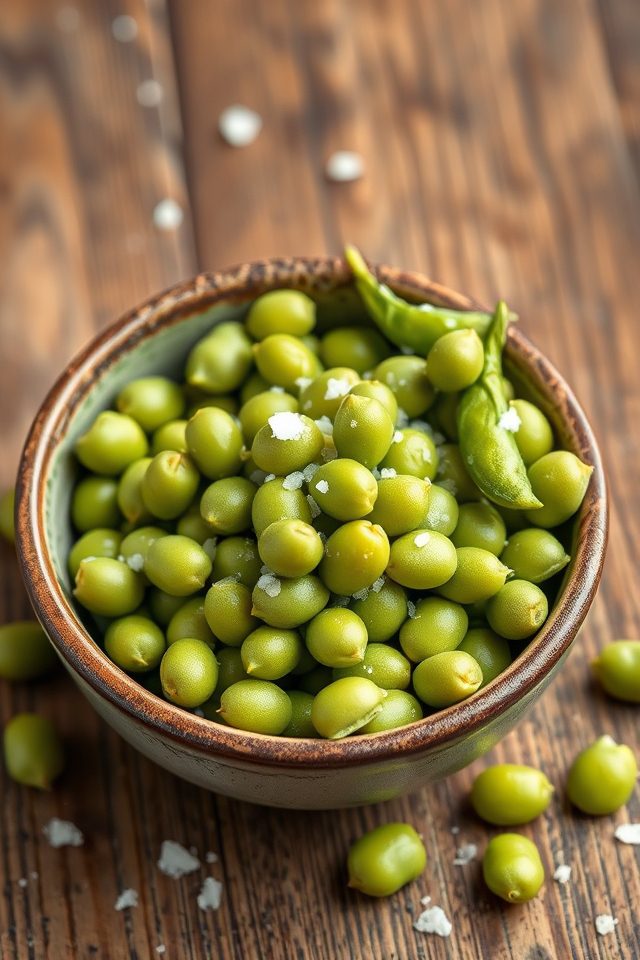 edamame sprinkled with salt