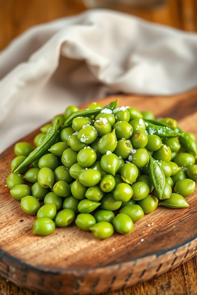 edamame sprinkled with salt
