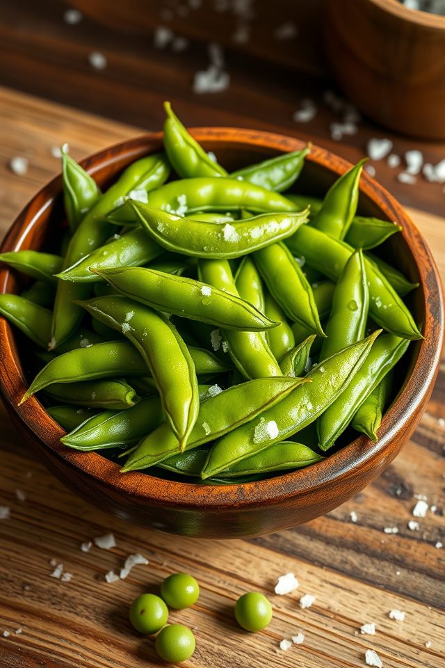 edamame sprinkled with sea salt