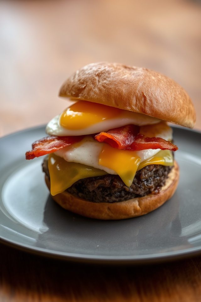 eggs and bacon burgers