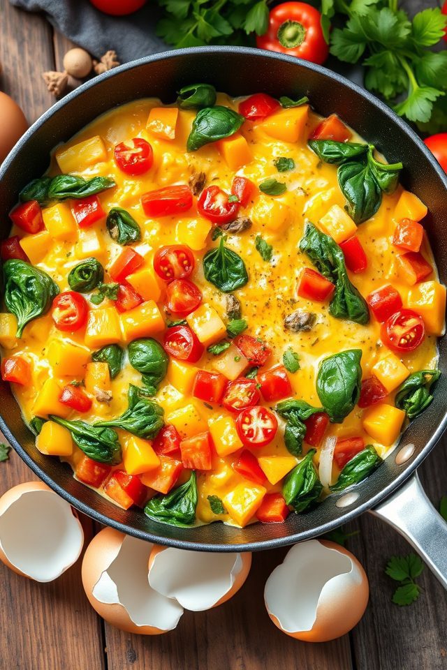 eggs cooked with vegetables