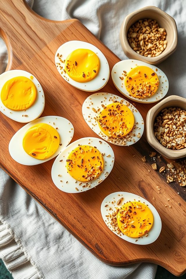 eggs topped with seasoning