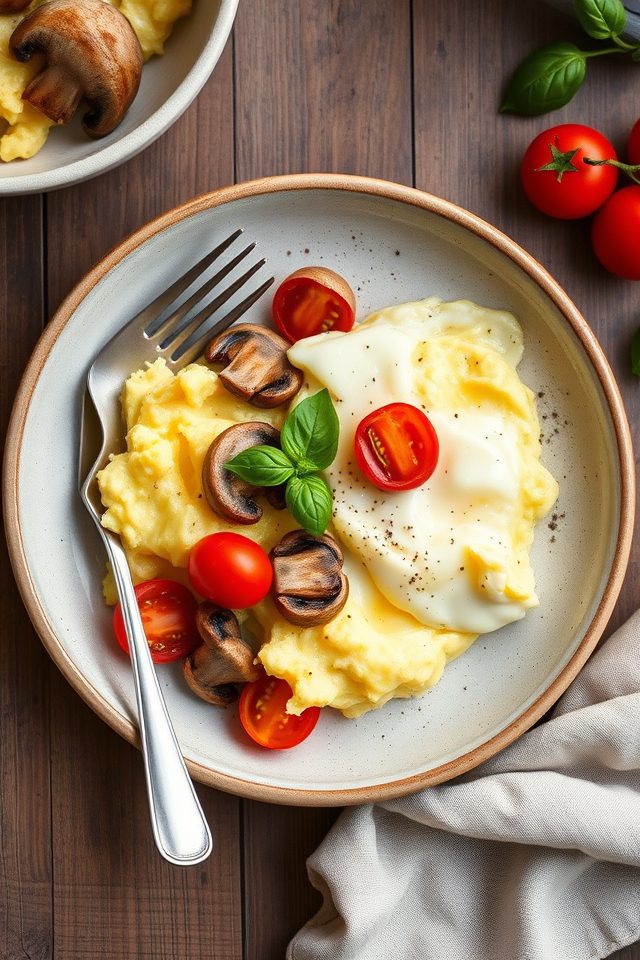 eggs with mushrooms tomatoes