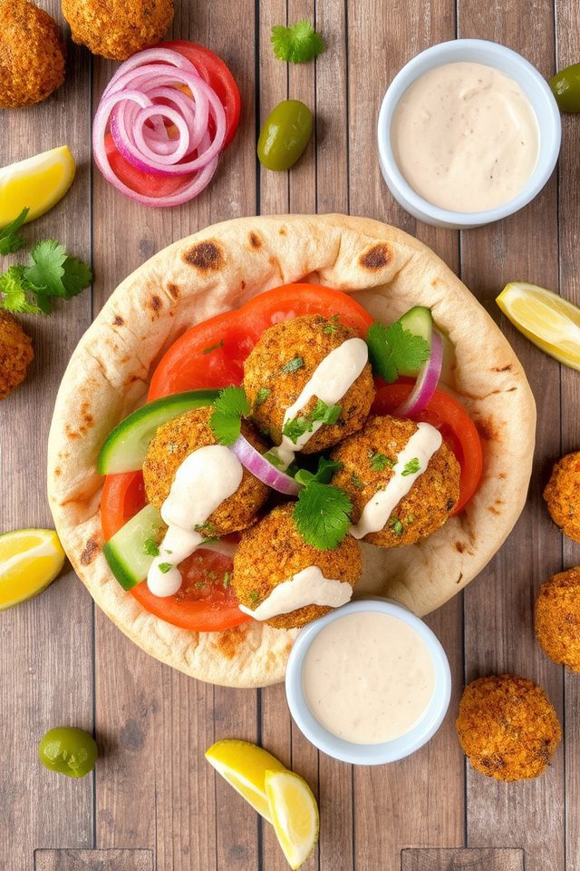 falafel pita with tahini