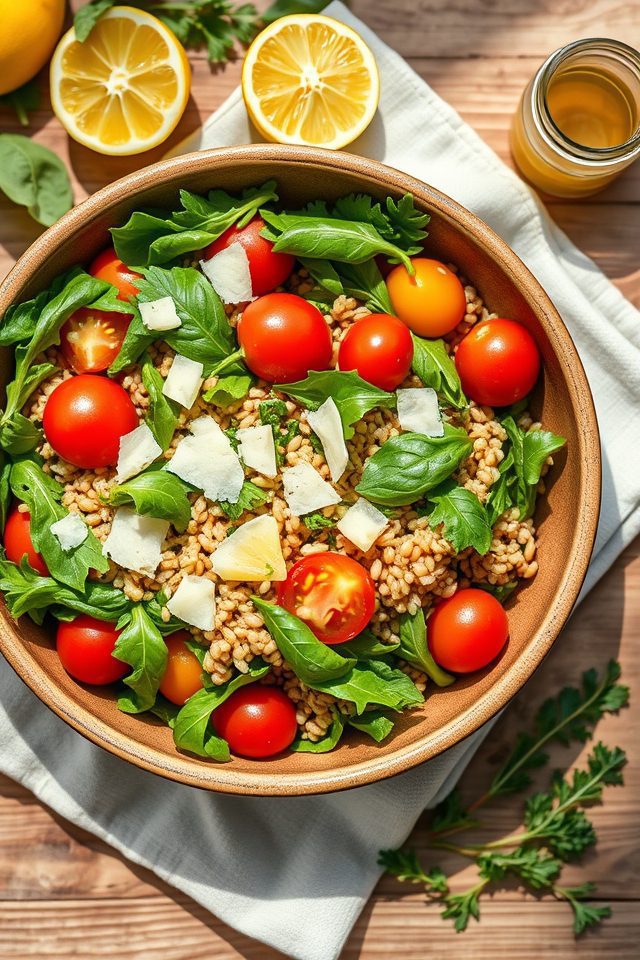 farro arugula tomato salad