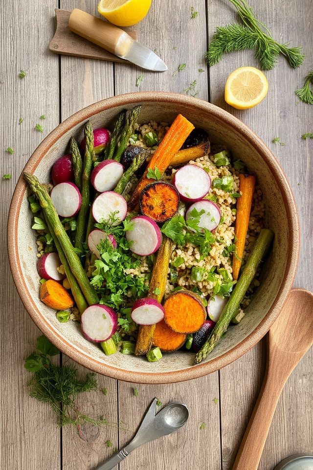 farro roasted spring vegetables