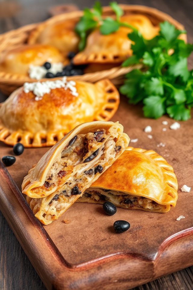 flaky chicken bean pastries