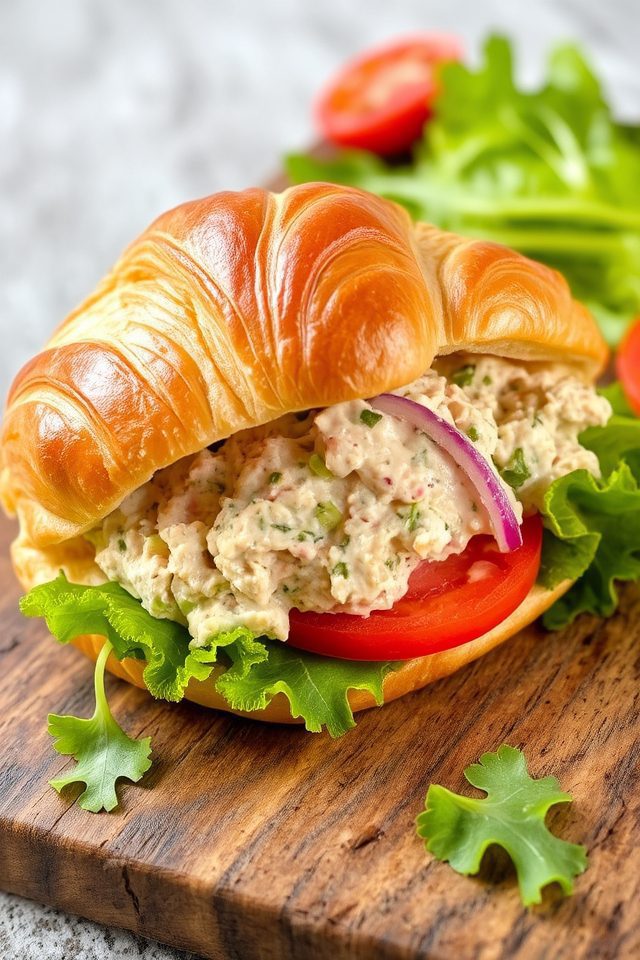 flaky croissant tuna filling