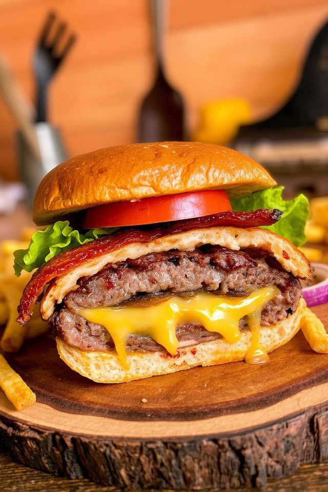 flavorful fillings inside burgers