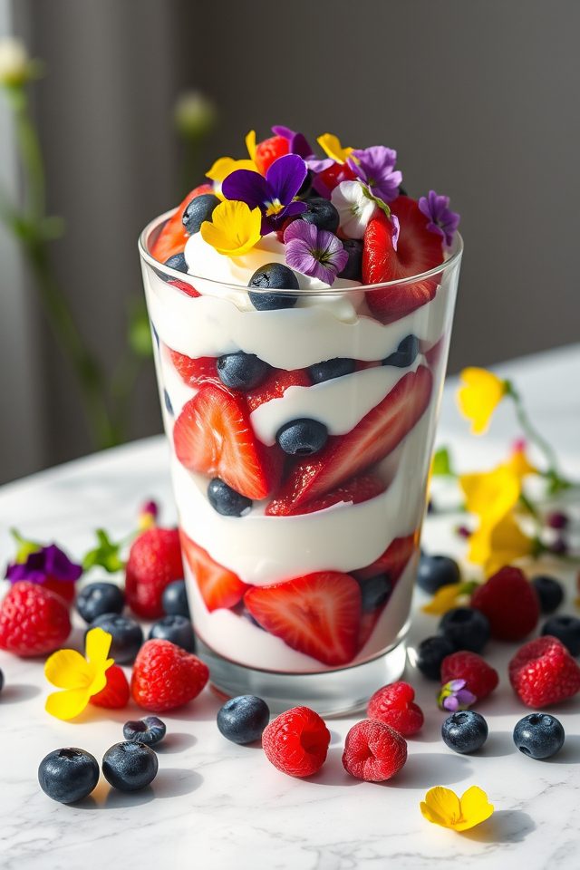 flowers and berries parfait