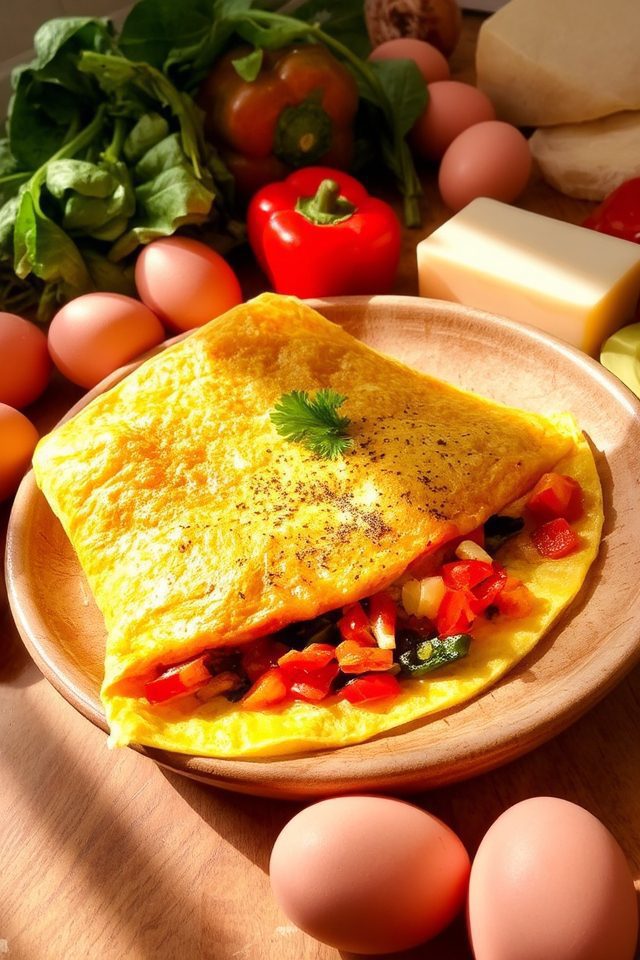 fluffy eggs fresh vegetables
