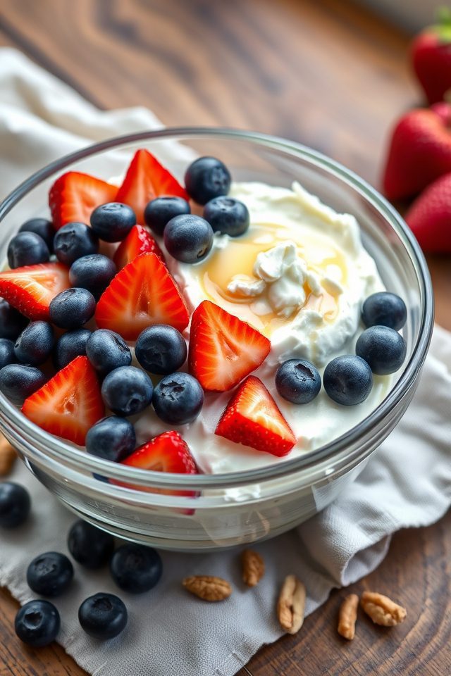 fresh cheese with berries