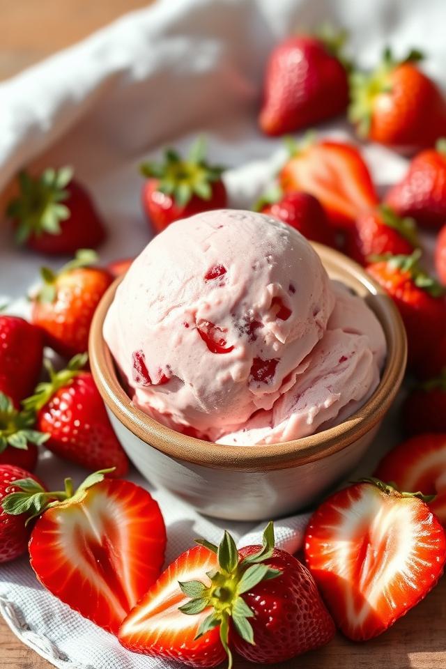 fresh homemade strawberry icecream