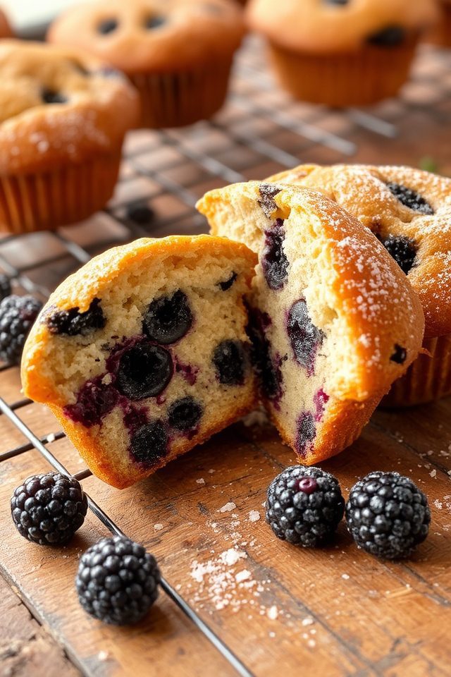 freshly baked blackberry muffins