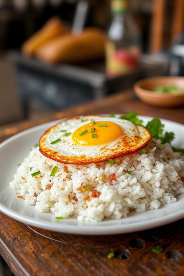 fried eggs and rice