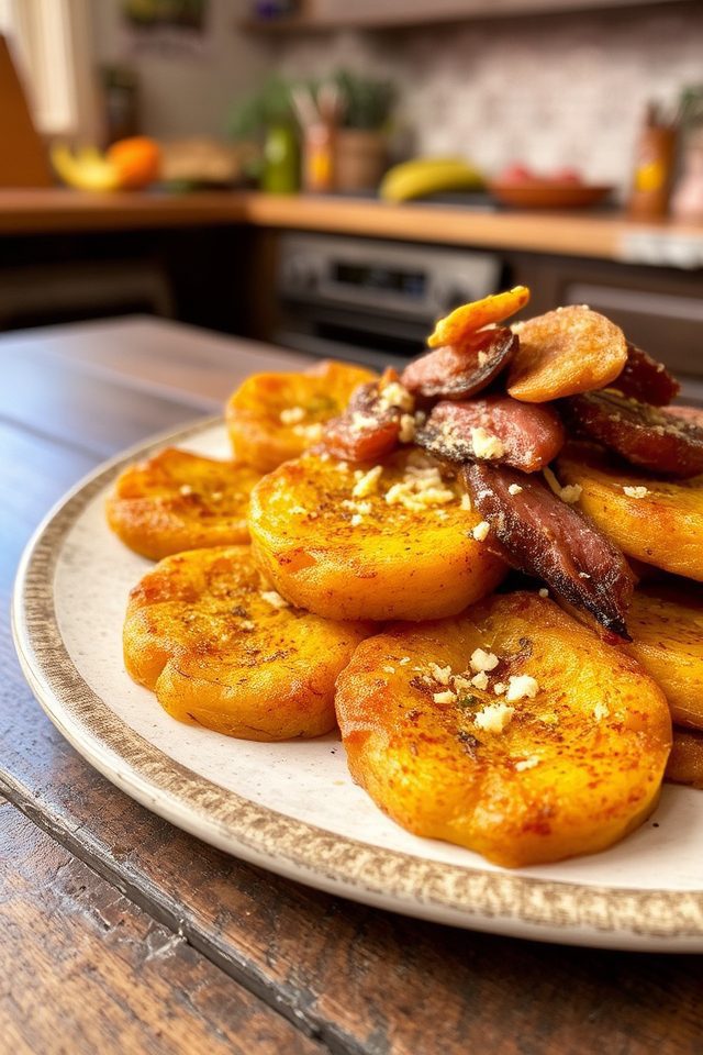 fried green plantain slices