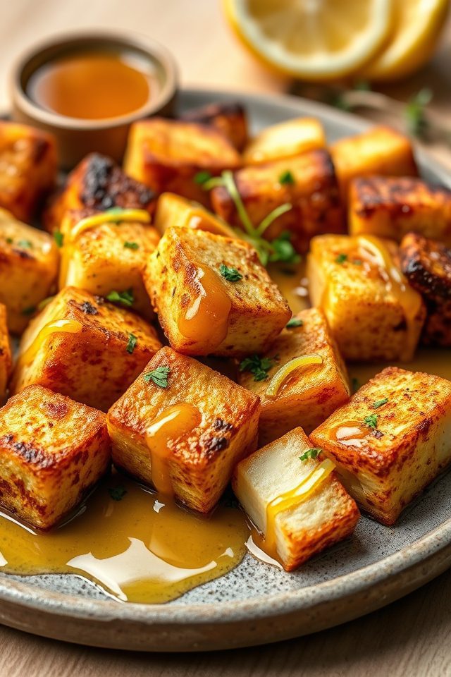 fried halloumi honey lemon