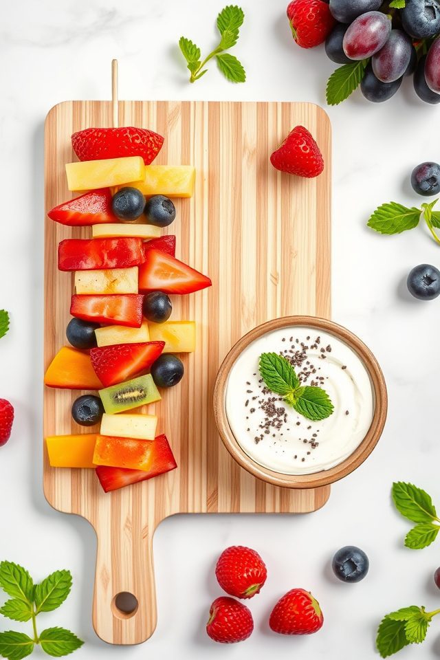fruit skewers cottage dip