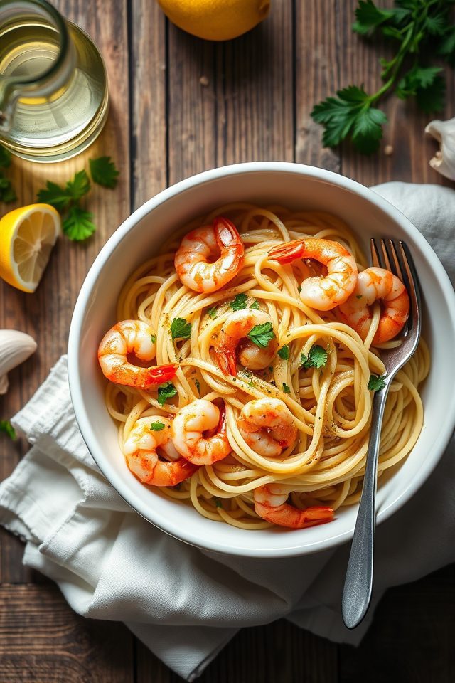 garlicky shrimp pasta dish