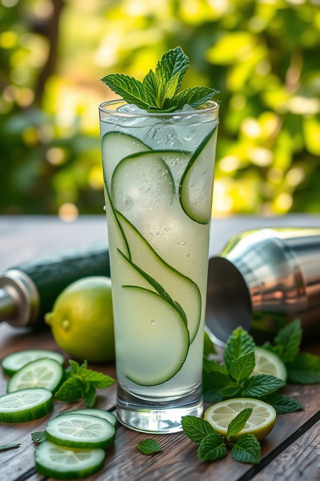 gin cocktail with cucumber