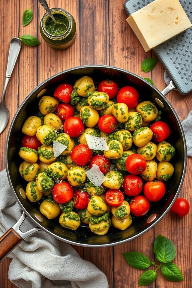 gnocchi pesto cherry tomatoes
