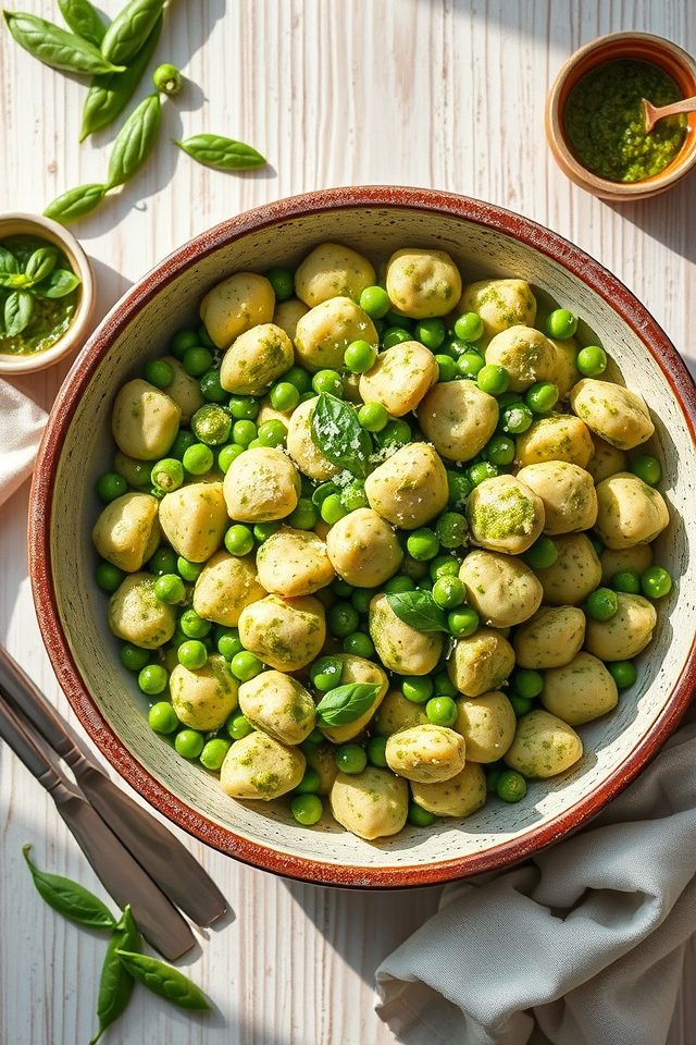 gnocchi pesto snap peas