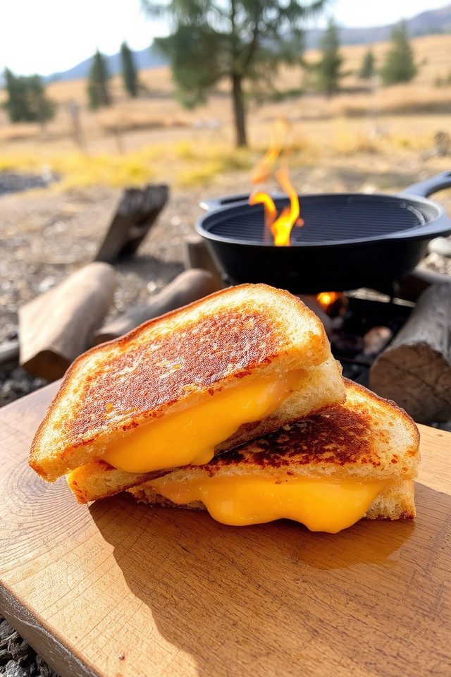 gooey campfire grilled cheese