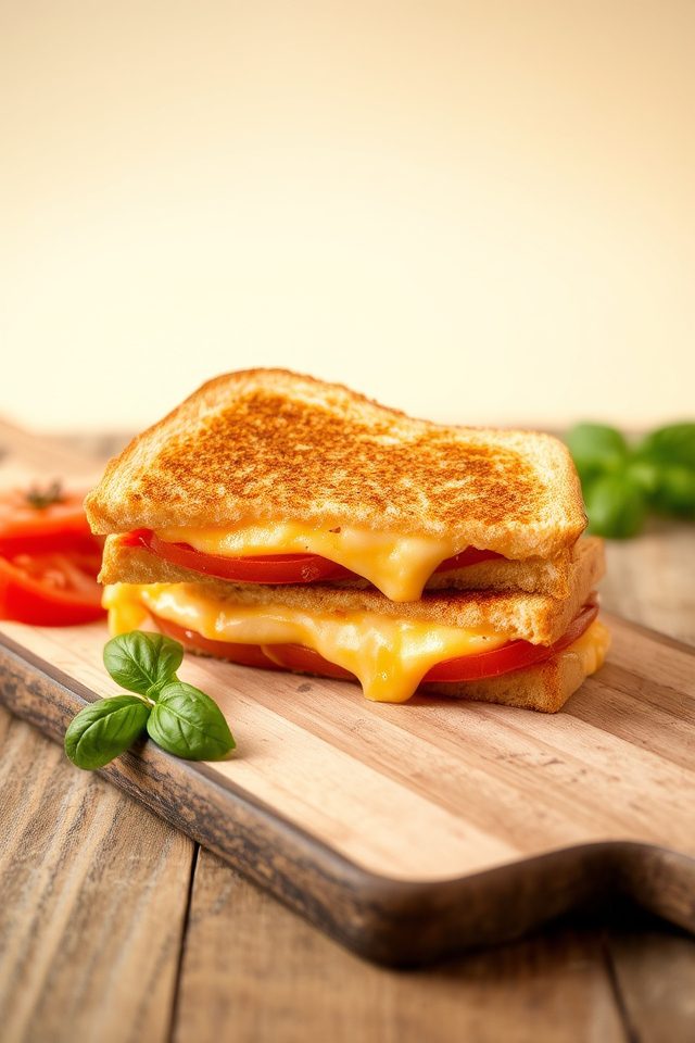gooey cheese tomato sandwich