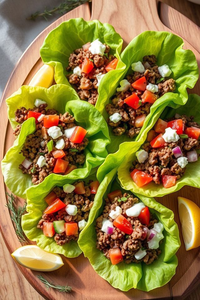 greek beef lettuce wraps