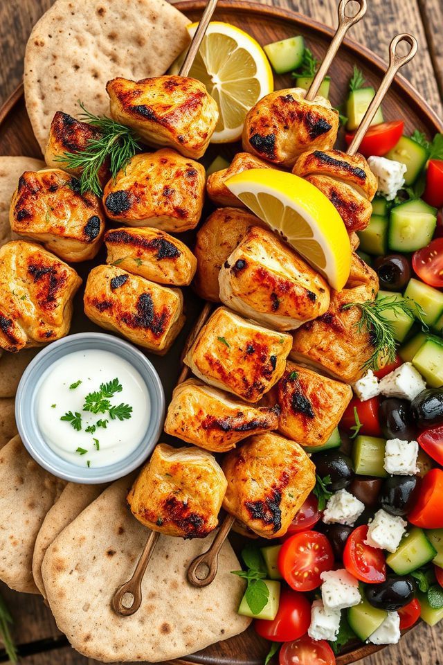 greek grilled chicken skewers