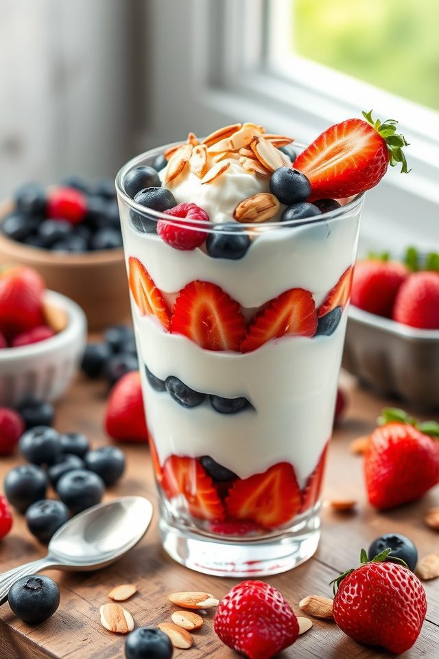 greek yogurt berries almonds