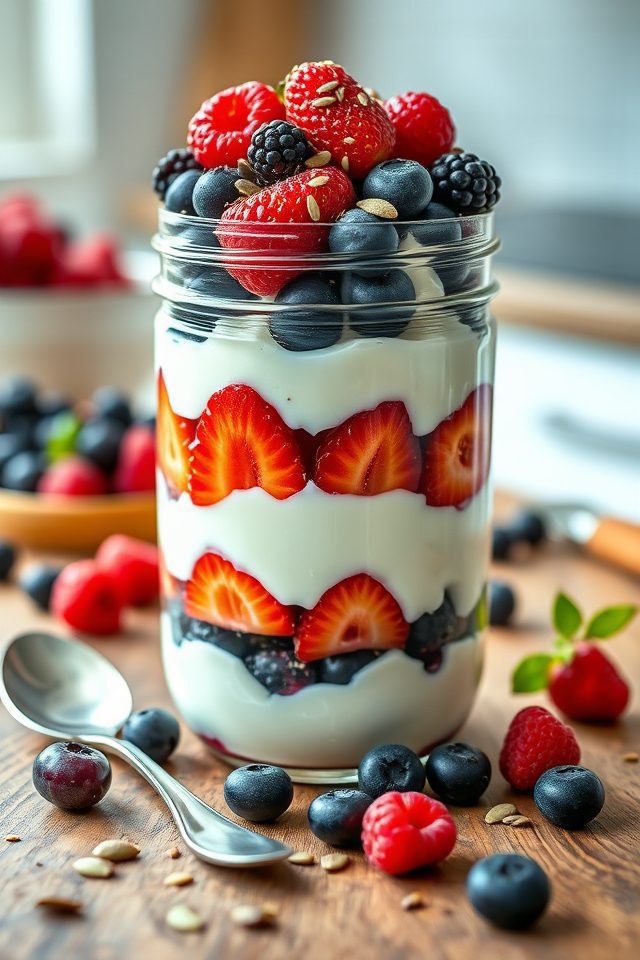 greek yogurt seeds berries